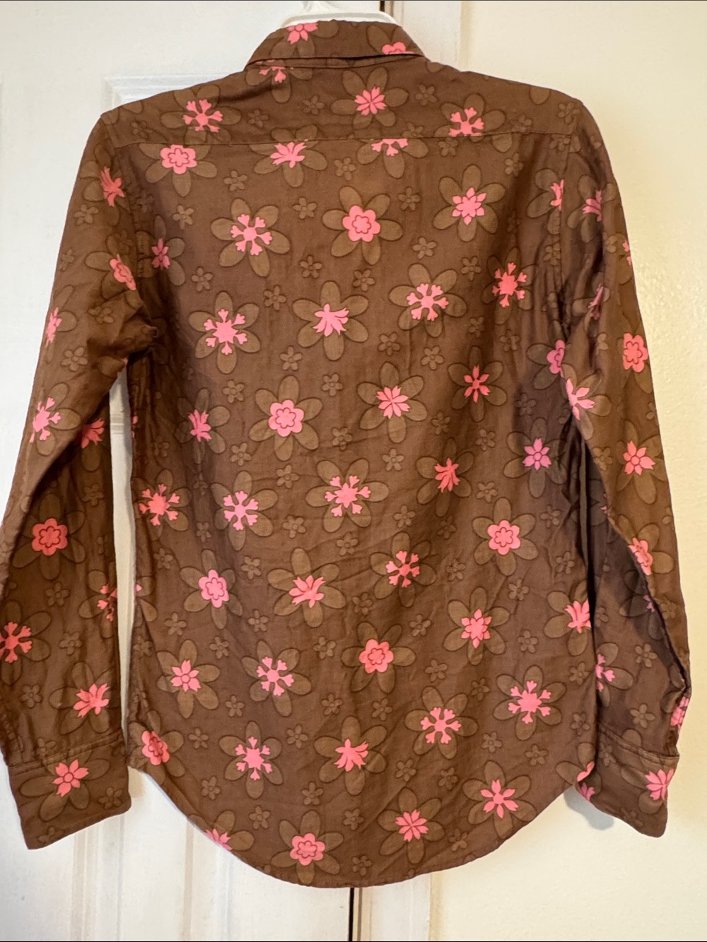 Eckhaus Latta Cotton Floral Button-Down Shirt – Brown Floral Size S Discontinued - Picture 5 of 8